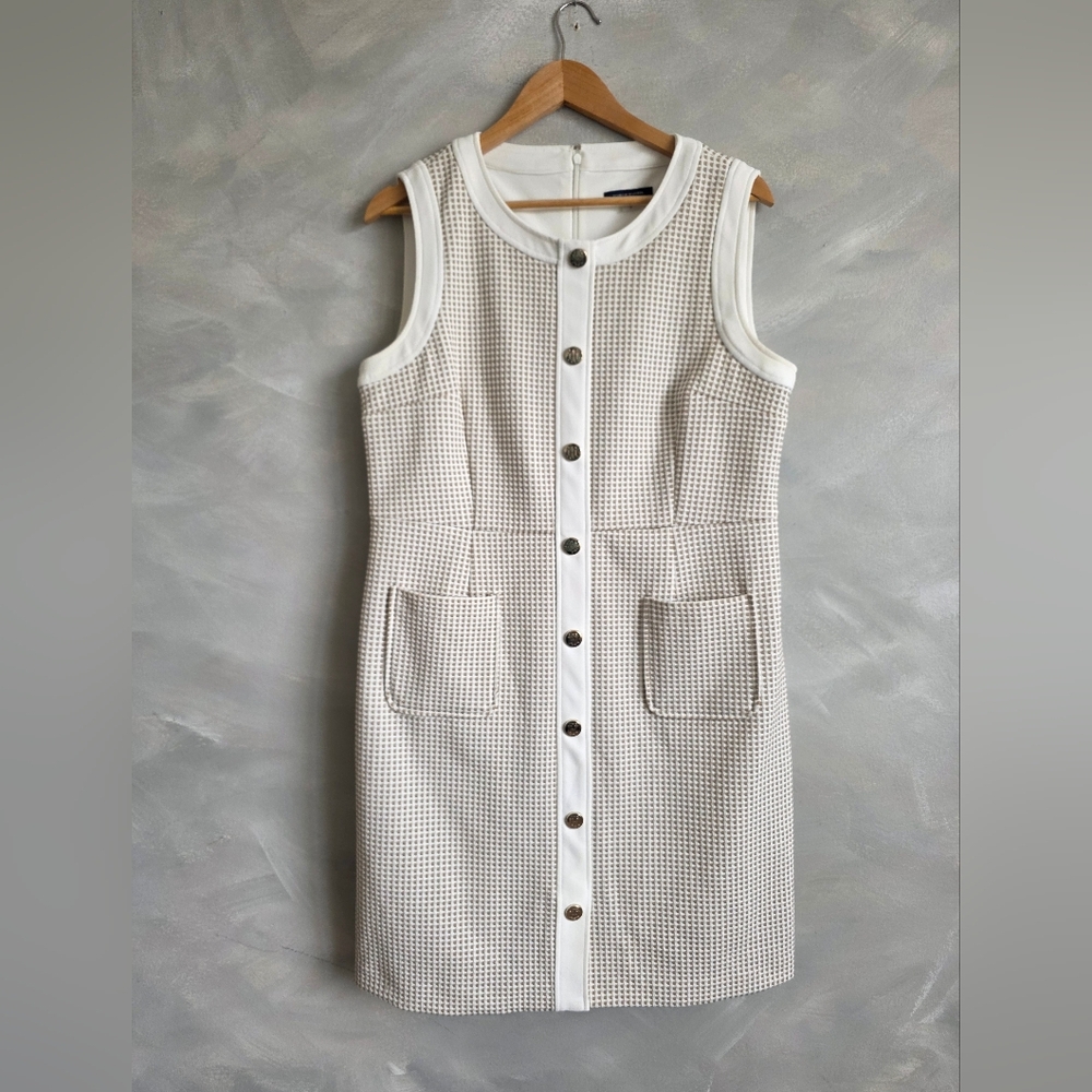 Tommy Hilfiger Sheath Mini Dress Womens Sz 14 Sleeveless Faux Button Front
